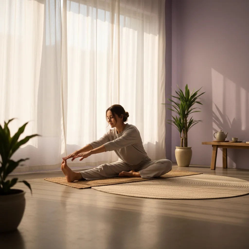 Woman in a serene morning ritual